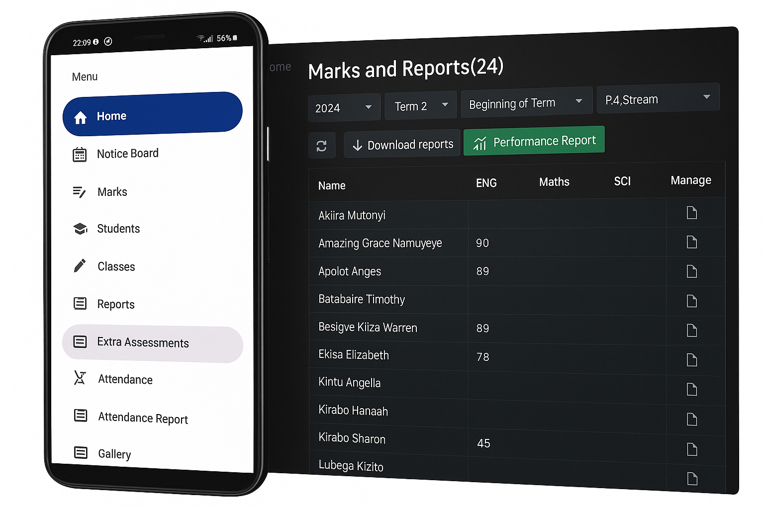Web and mobile view of Esomelo